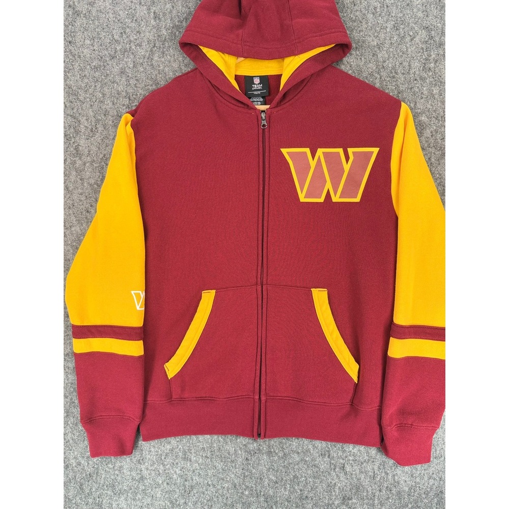 NFL Washington Commanders Youth XL Full Zip Hoodie Burgundy Gold Fleece Lined